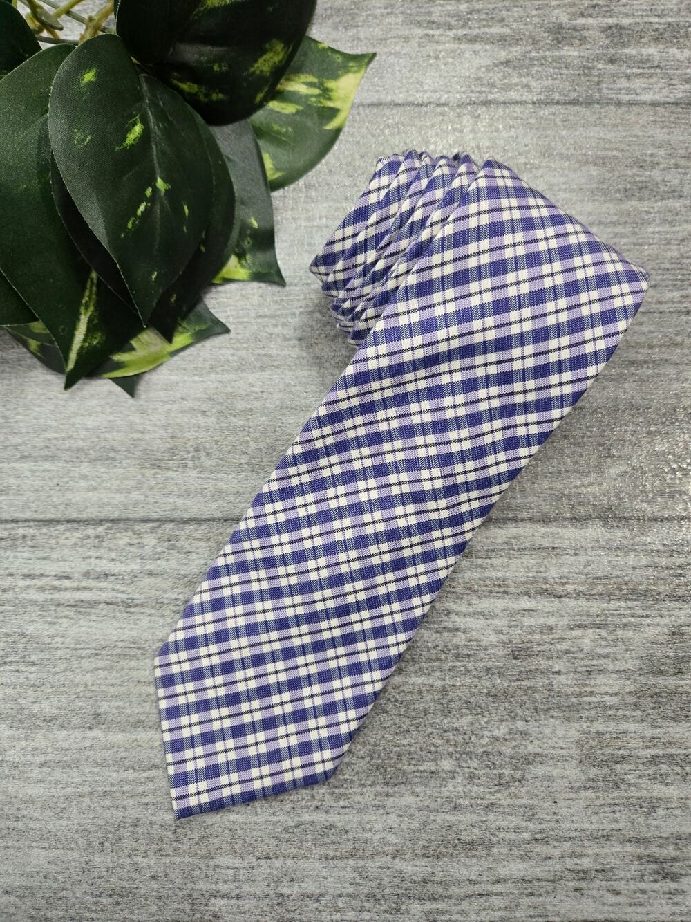 Nautica Purple, White & Black Plaid Men's Classic Necktie